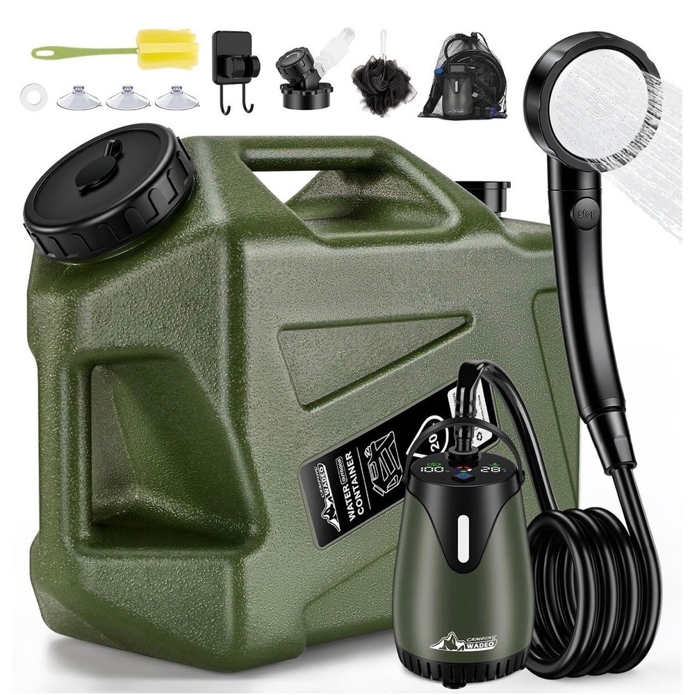 Portable Shower for Camping with 5-Gallon Water Jug 6000mAh IPX8 Waterproof